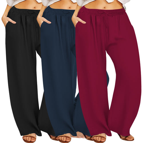 Damen Weite High-Waist Yogahose mit Leopardenmuster und Kordelzug Shopy Nory
