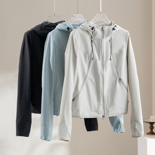 Damen Leichte Softshell-Outdoorjacke mit Kapuze und Zwei-Wege-Reißverschluss Shop Nory