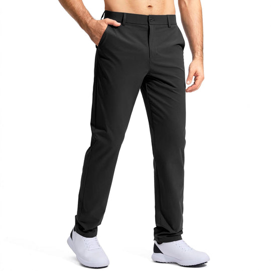 Herren nan elastische Golftwill-Hose mit geradem Schnitt, knitterfreiem Material und verdeckter Reißverschlusstasche