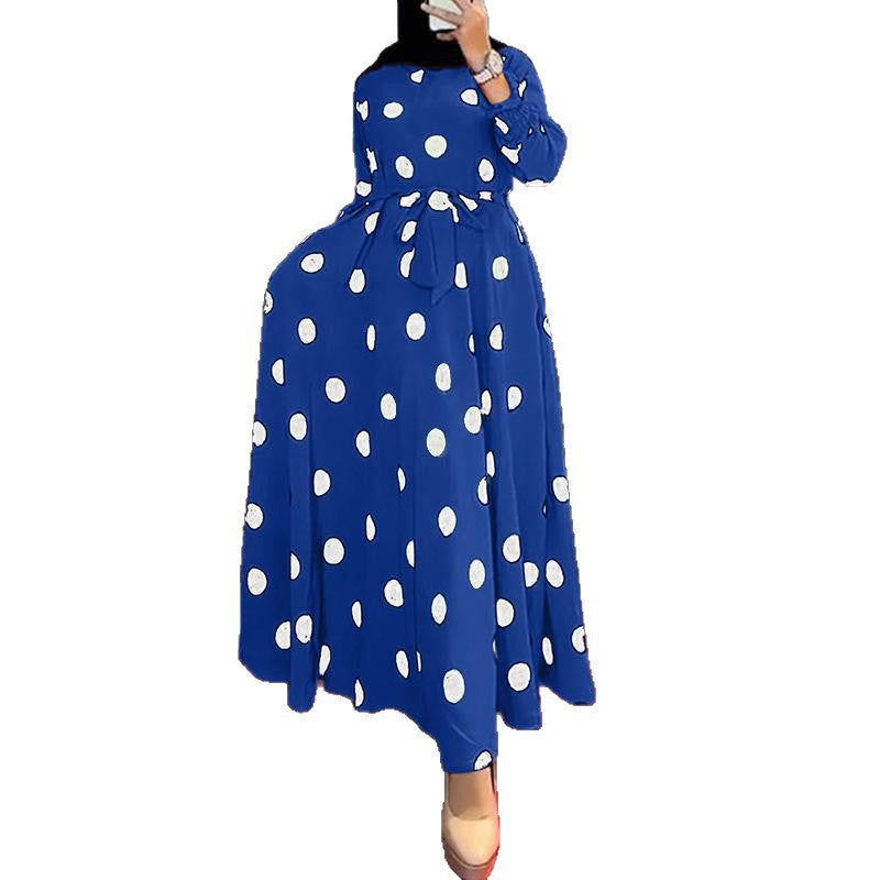 Damen Maxikleid mit auffälligem Polka-Dot-Muster