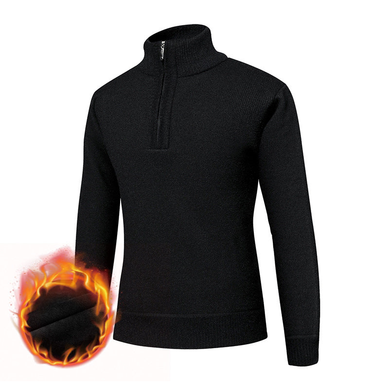 Herren Thermo-gefütterter Halbzip-Pullover mit Stehkragen und wärmender Fleece-Innenseite Shop Nory