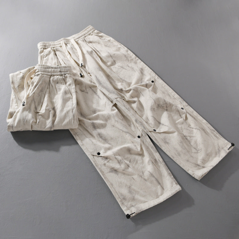 Herren Weite Baggy-Cargohose mit Marmor-Print und Kordelzug Shop Nory