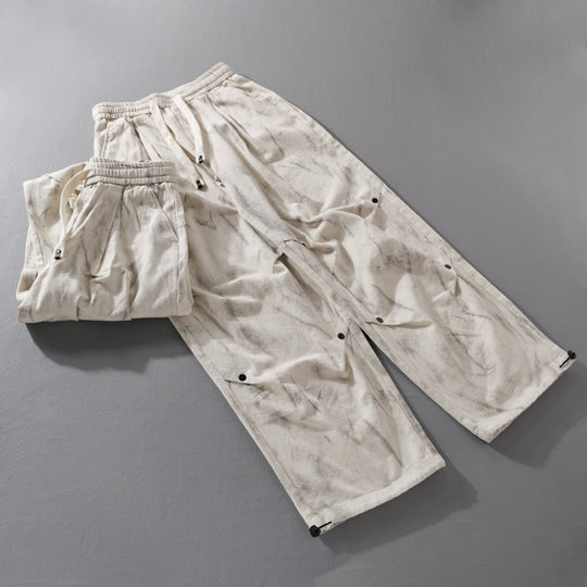 Herren Weite Baggy-Cargohose mit Marmor-Print und Kordelzug Shop Nory