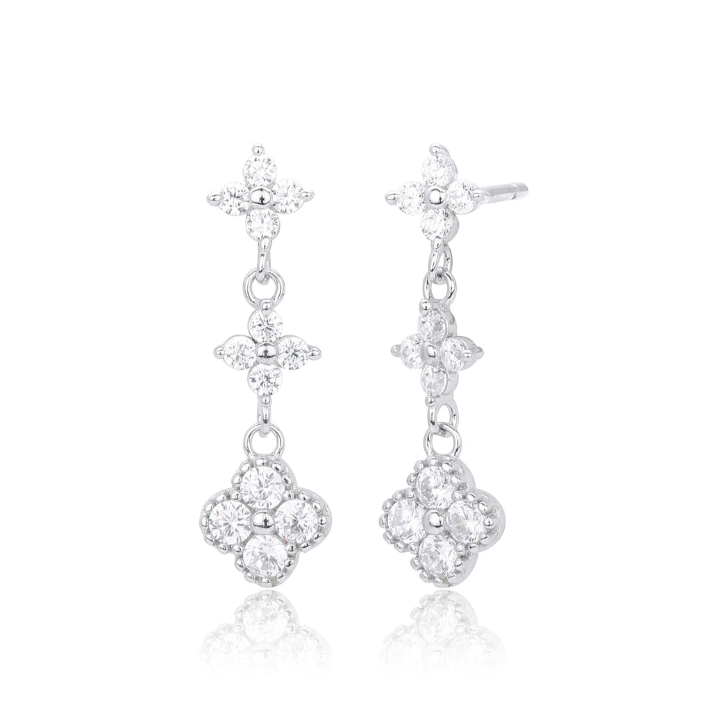 Damen Ohrhänger mit funkelnden Zirkonblüten aus hochwertigem 925 Sterlingsilber Shop Nory