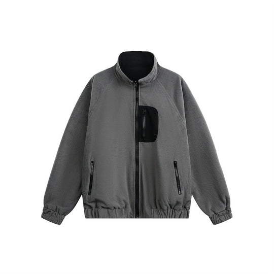 Unisex Leichte Fleece-Outdoorjacke mit Reißverschluss-Brusttasche und elastischem Saum Shop Nory