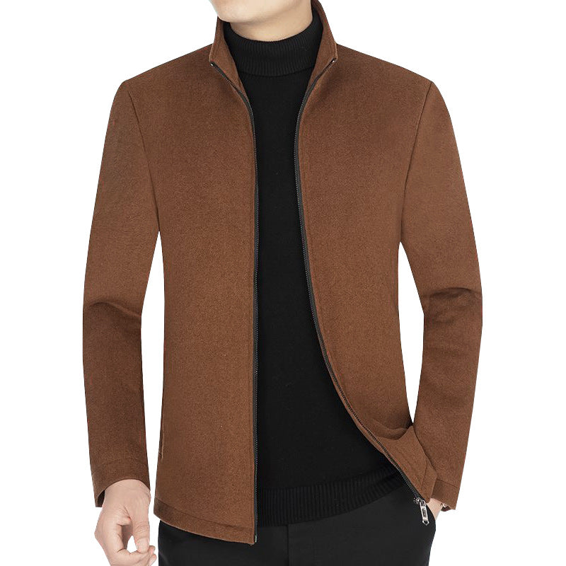 Herren Minimalistische Wolloptik-Stehkragenjacke mit Reißverschluss und schlanker Silhouette Shop Nory