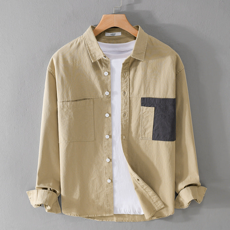 Herren Leichtes Baumwoll-Overshirt mit Kontrast-Brusttasche und Relaxed-Fit Shop Nory