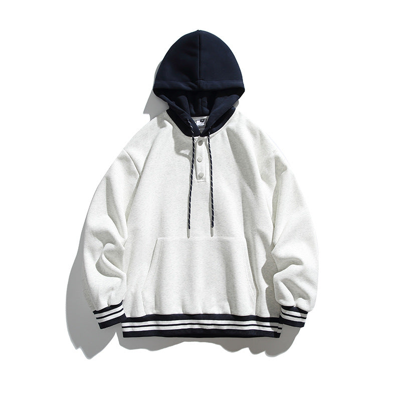 Unisex Oversize-Hoodie mit Kontrastkapuze, Knopfleiste und Kängurutasche Shop Nory