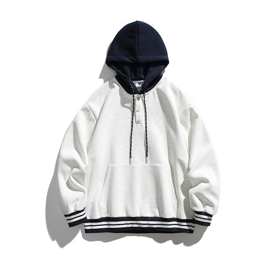 Unisex Oversize-Hoodie mit Kontrastkapuze, Knopfleiste und Kängurutasche Shop Nory