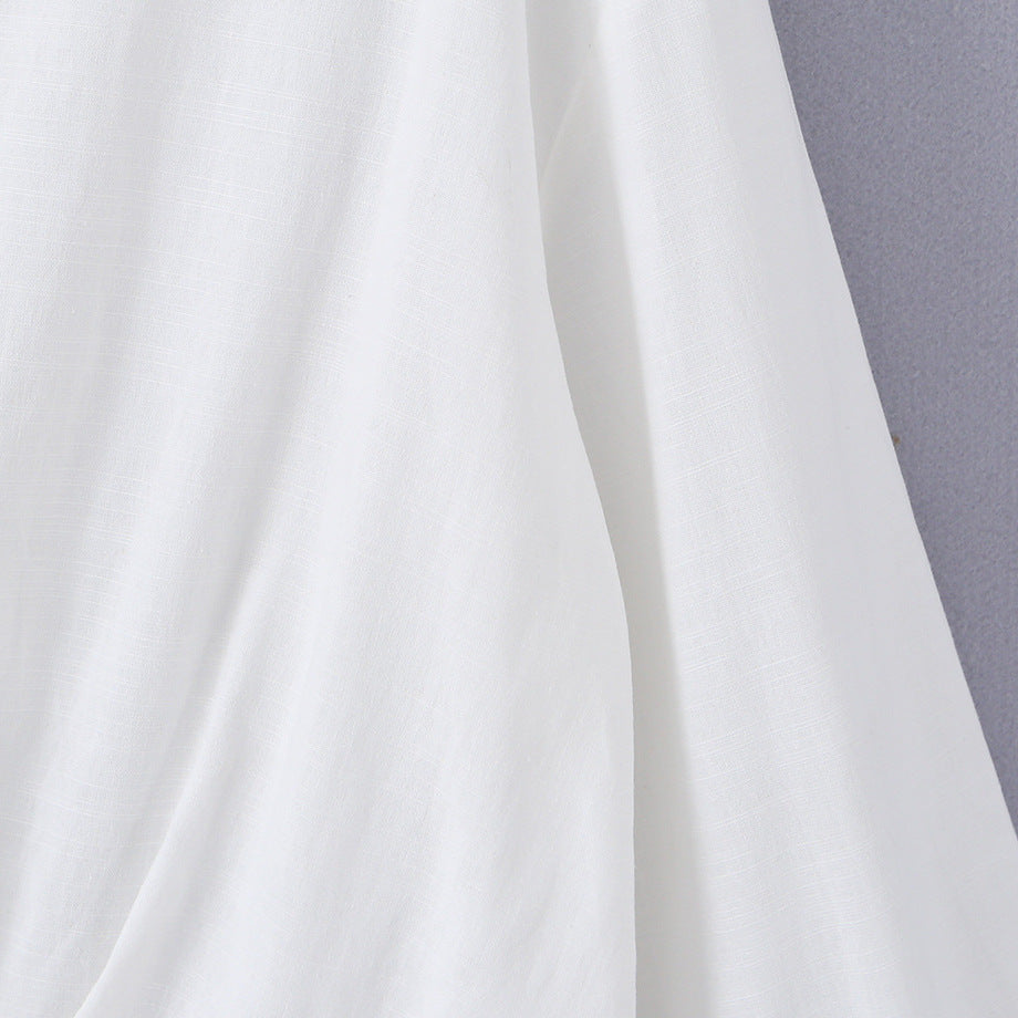 Damen Oversize-Bluse mit tiefem V-Ausschnitt, Hemdkragen und gerafftem Frontsaum Shop Nory
