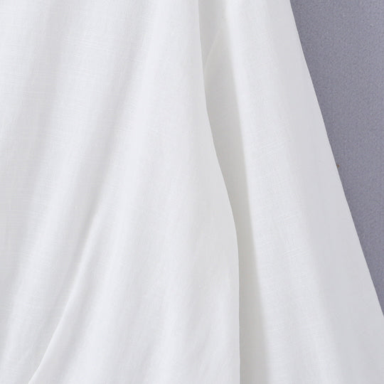 Damen Oversize-Bluse mit tiefem V-Ausschnitt, Hemdkragen und gerafftem Frontsaum Shop Nory