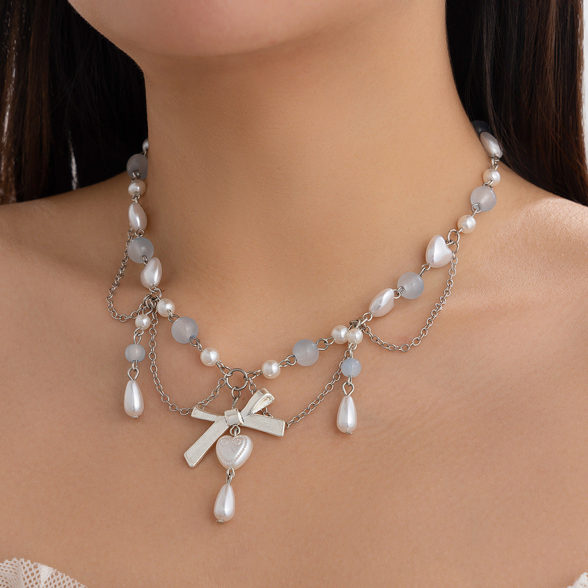 Damen mehrlagige Boho-Halskette mit Anhängermotiven Shop Nory