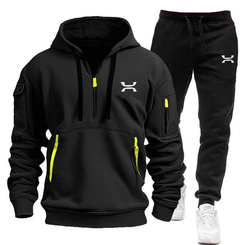 Herren Hoodie-Trainingsanzug mit Reißverschlusstaschen