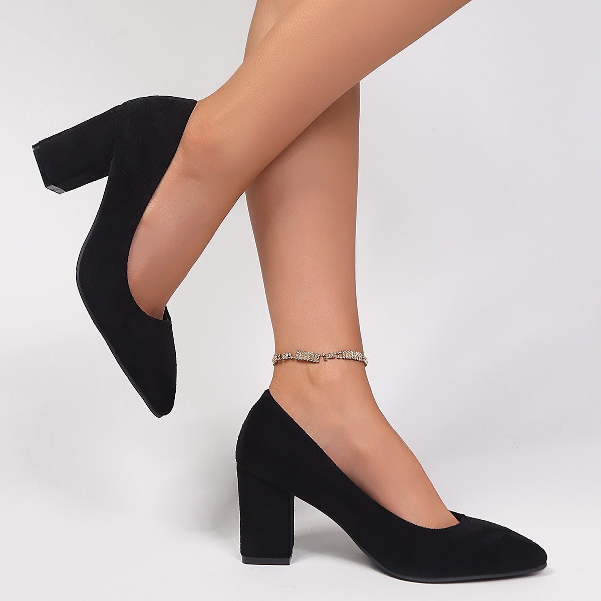 Damen elegante High Heel Pumps mit robustem Blockabsatz Shopnory