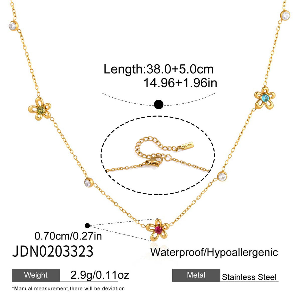 Damen Halskette mit floralen Anhängern und hypoallergener Edelstahlverarbeitung Shop Nory