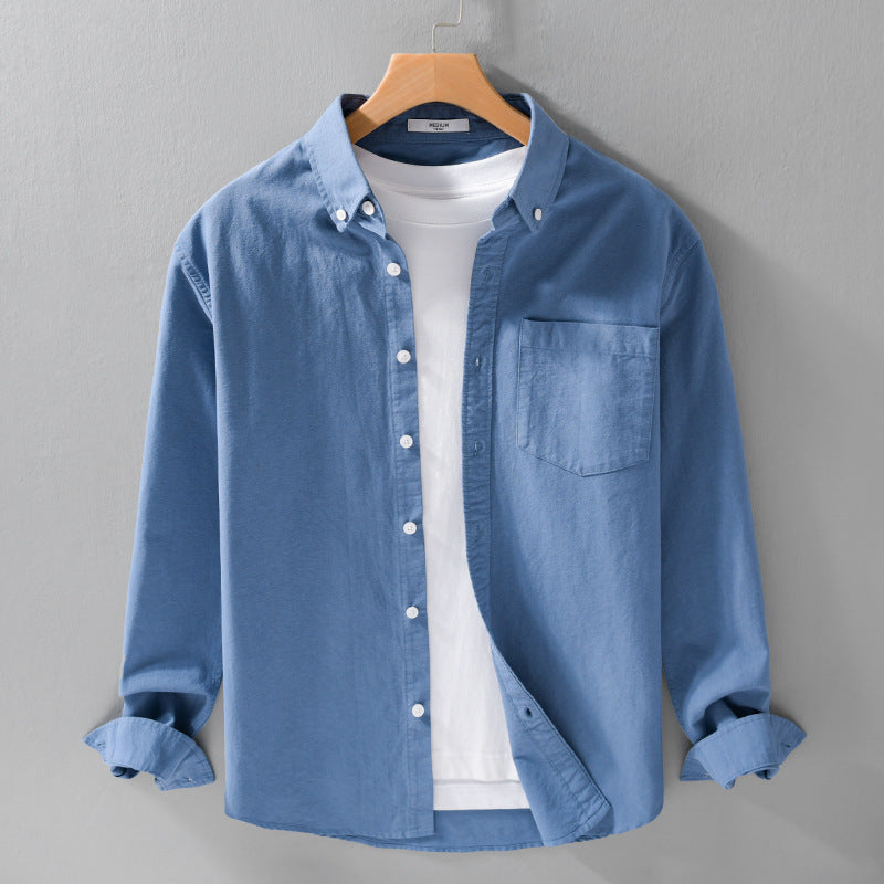 Herren Soft-Touch Layering-Hemd aus Baumwoll-Oxford mit Innenshirt, Kentkragen und Brusttasche Shop Nory