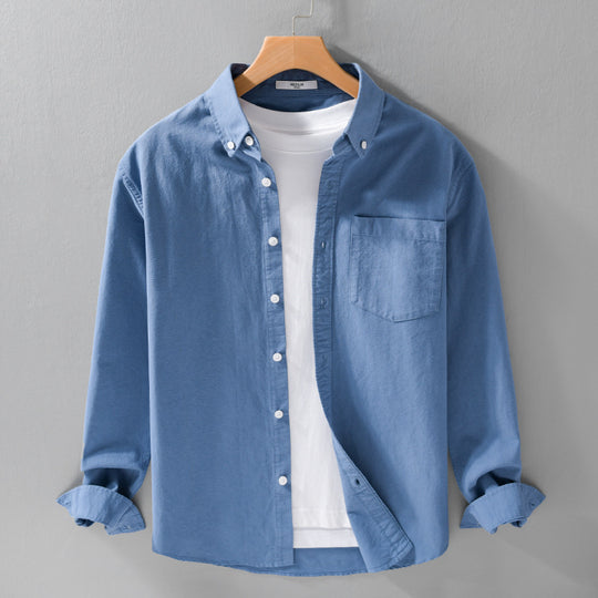 Herren Soft-Touch Layering-Hemd aus Baumwoll-Oxford mit Innenshirt, Kentkragen und Brusttasche Shop Nory