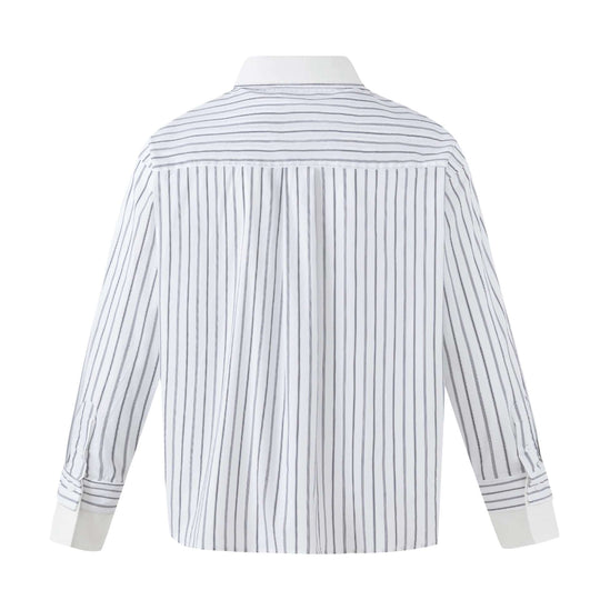 Damen Gestreiftes Oversize-Hemd mit kontrastreichem Kentkragen Shop Nory