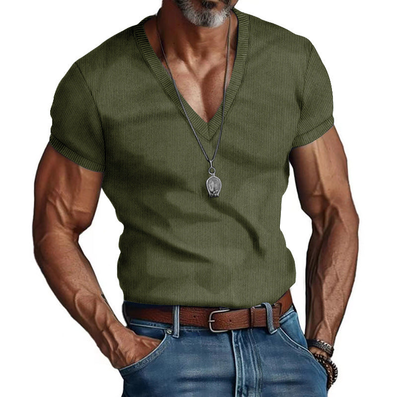 Herren Kurzarm V-Ausschnitt T-Shirt