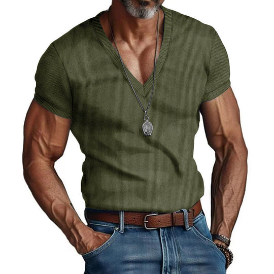 Herren Kurzarm V-Ausschnitt T-Shirt