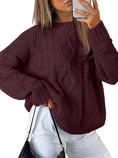 Damen Oversize-Zopfmuster-Pullover aus grobem Strick Shop Nory