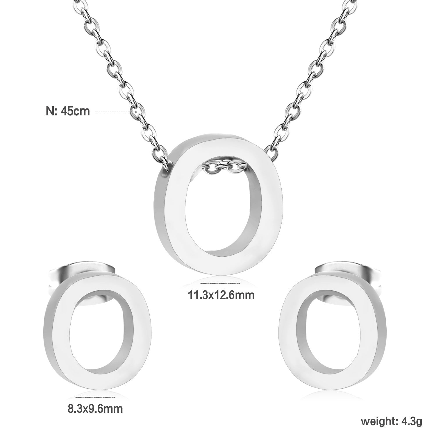 Damen Schmuckset mit K-Anhänger und passenden Ohrsteckern Shop Nory