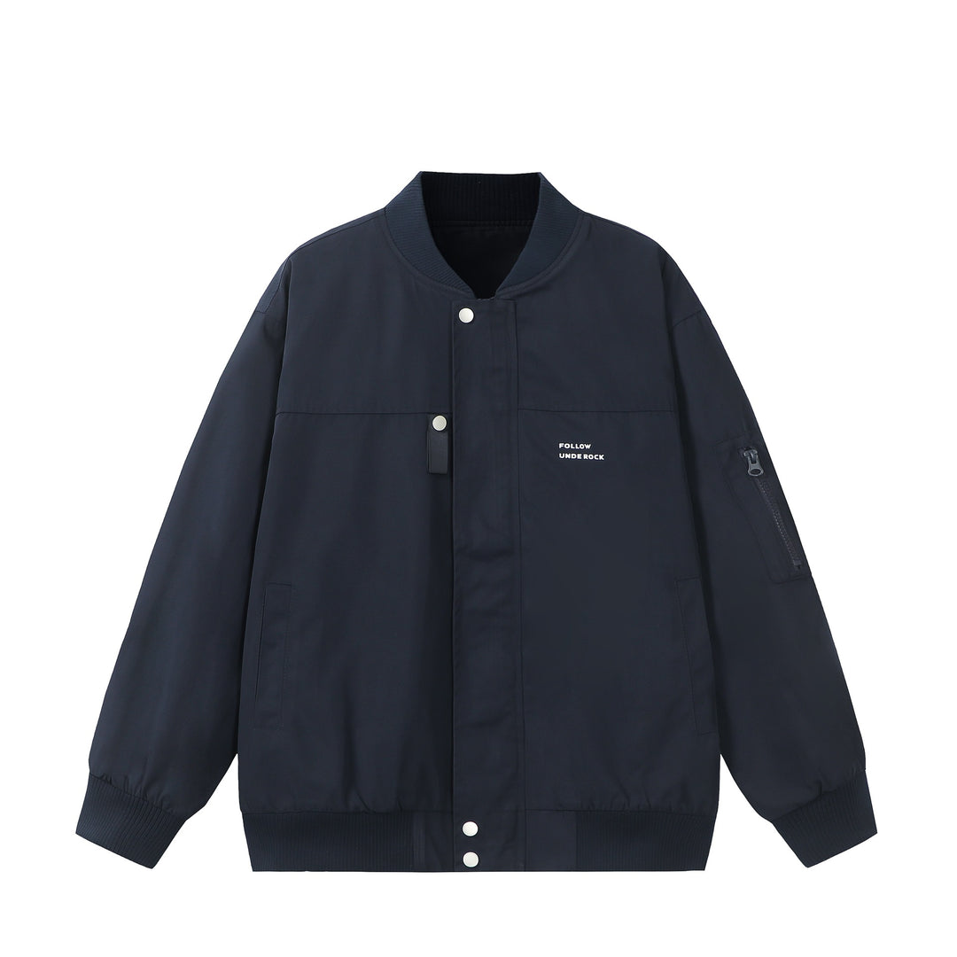 Unisex Kurz geschnittener wattierter Bomberblouson mit Reißverschluss‑Ärmeltasche und Rippbündchen Shop Nory