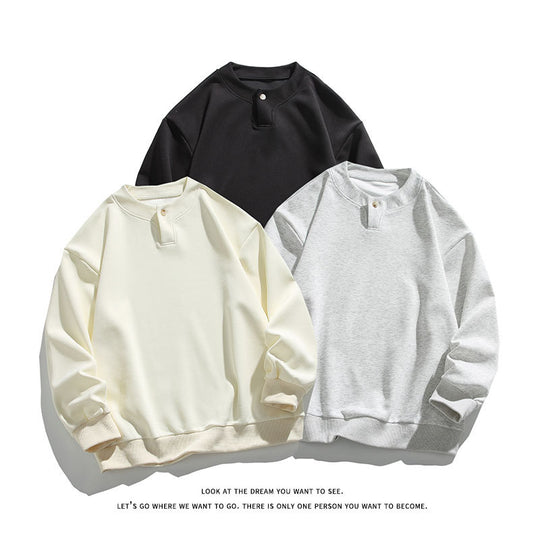Unisex Oversize-Henley-Sweatshirt mit Druckknopf am Kragen Shop Nory