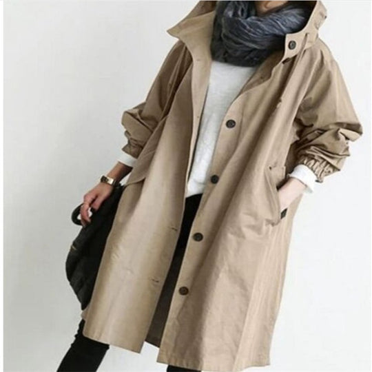 Damen nan leichter oversized Parka-Mantel mit Kapuze, Taillenzug und seitlichem Gehschlitz Shop Nory