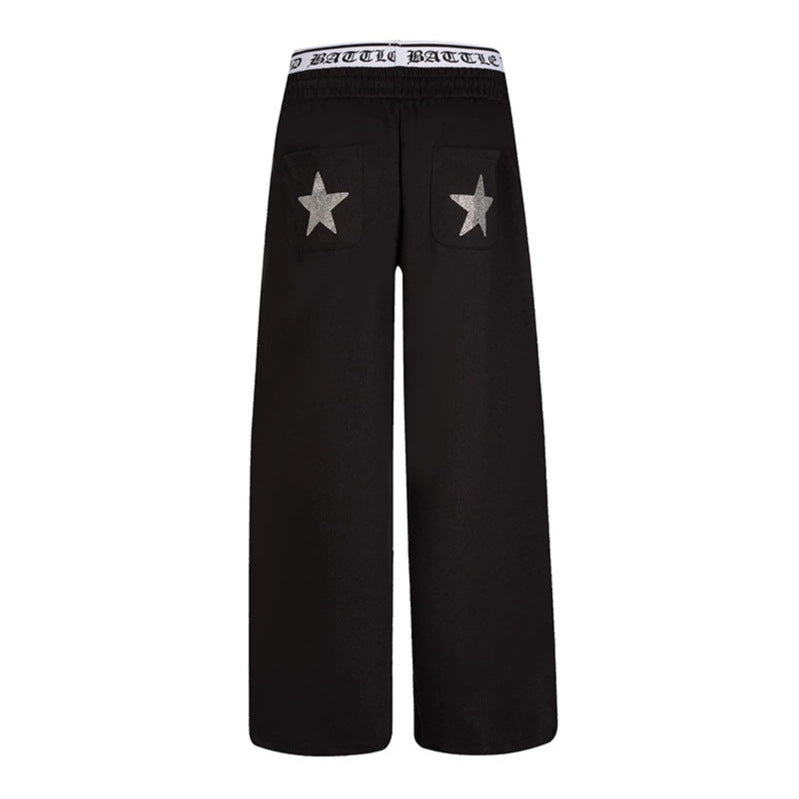 Damen weite Lounge-Jogginghose mit hohem Logobund, Gothic-Print und Kordelzug Shop Nory