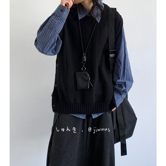 Damen Modische Strickweste mit Knopfdetails Shop Nory