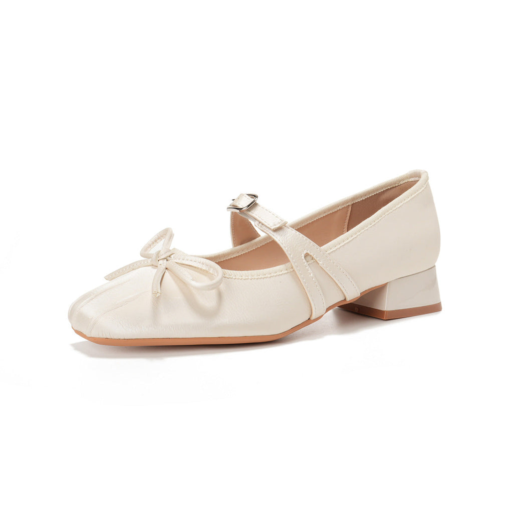 Damen Ballerinas mit dekorativem Riemchen und komfortablem Blockabsatz
