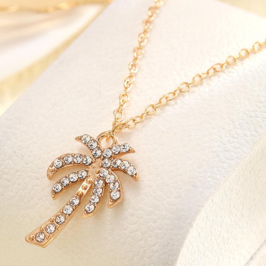 Damen Halskette mit glitzerndem Palmenanhänger Shop Nory
