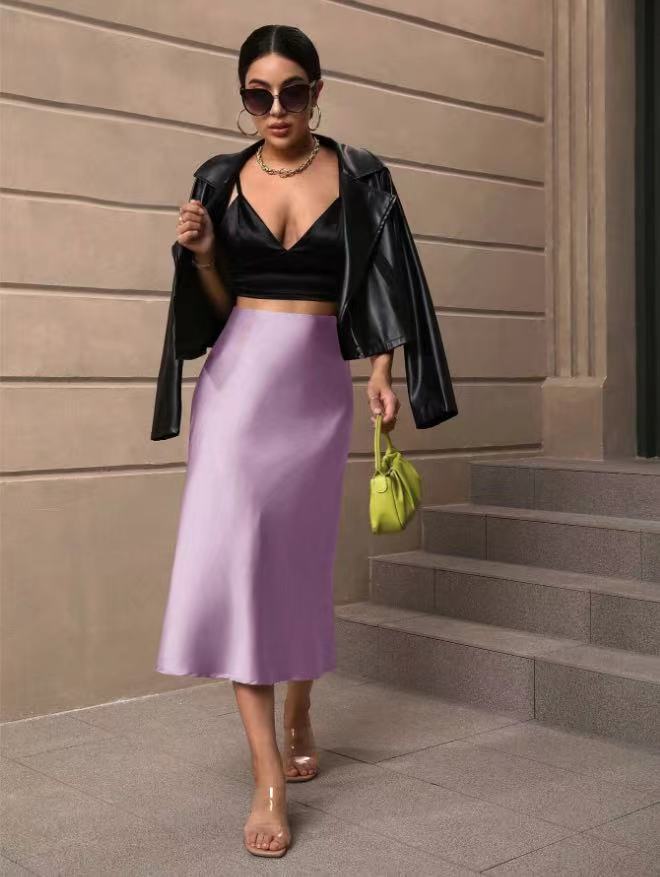 Damen Satin Rock mit schwingendem Saum und elegantem Schnitt