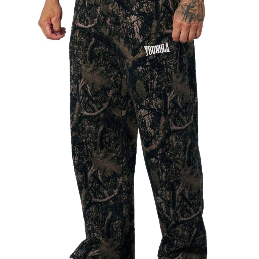 Herren nan weite Camouflage-Jogginghose mit elastischem Komfortbund und Oberschenkel-Logo