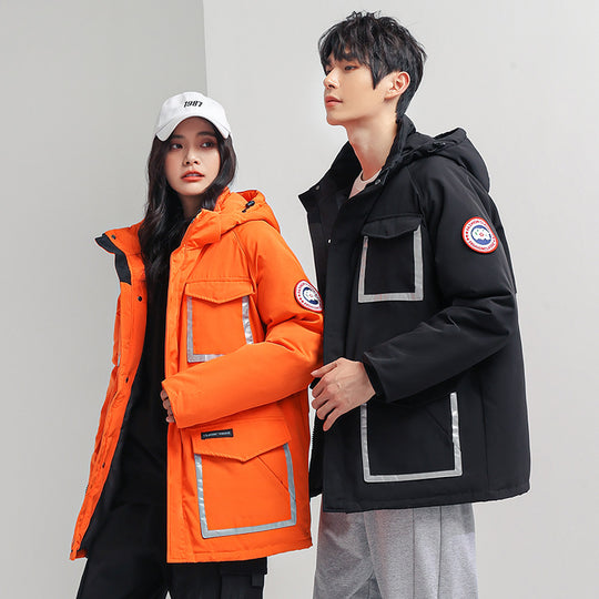 Damen Parka-Jacke mit Kapuze, wattiert, reflektierenden Einsätzen und großen Cargo-Taschen Shop Nory