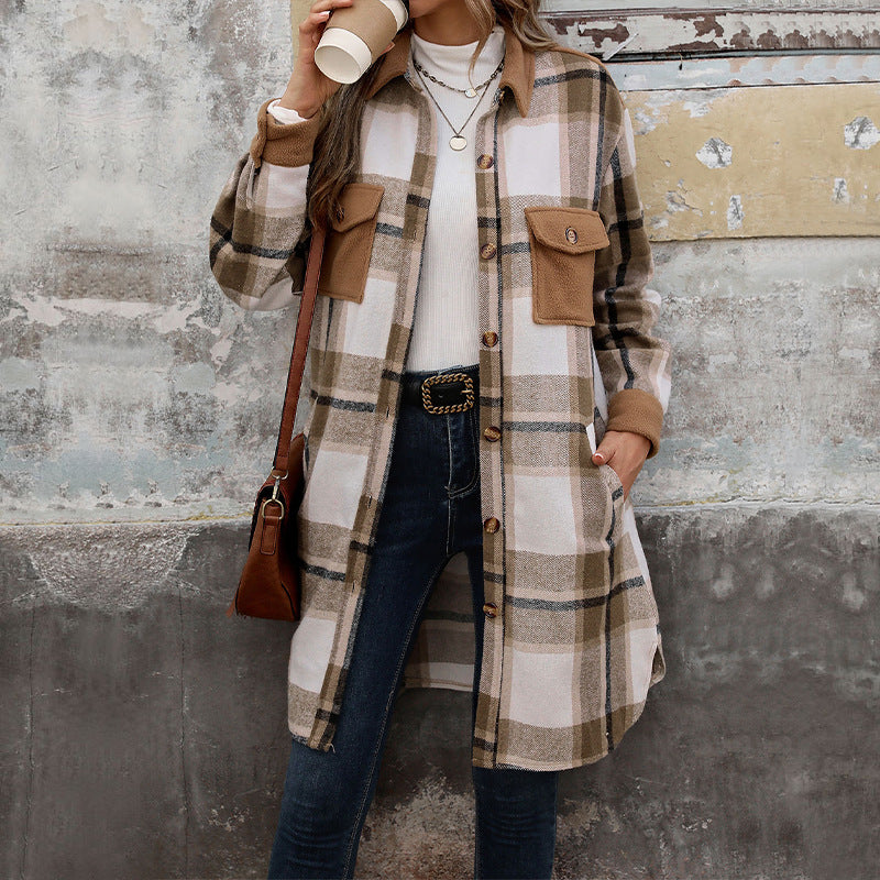 Damen Long-Hemdjacke im Overshirt‑Stil mit Brustklappen Shop Nory