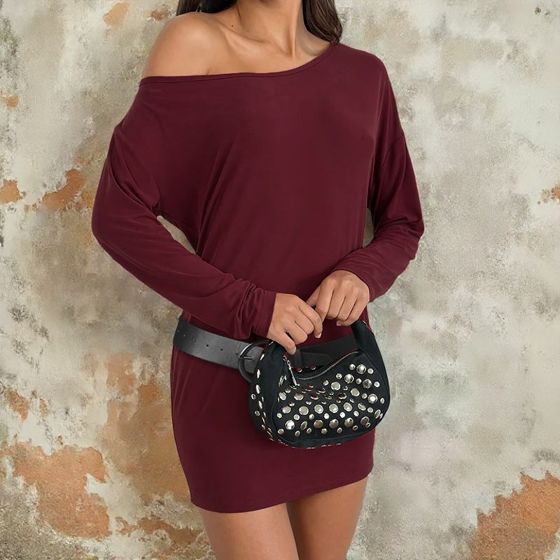 Damen One-Shoulder Minikleid mit asymmetrischem Ausschnitt und tailliertem Stretch-Rock Shop Nory