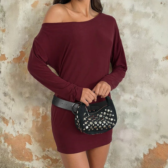 Damen One-Shoulder Minikleid mit asymmetrischem Ausschnitt und tailliertem Stretch-Rock Shop Nory