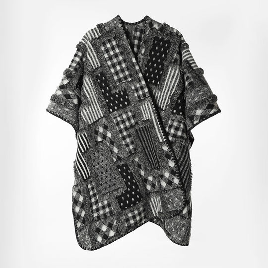 Damen Patchwork-Kimono-Cape aus strukturiertem Bouclé im Oversize-Schnitt Shop Nory