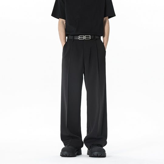 Herren weite Bundfalte Stoffhose mit hoher Taille, gerade Beinform und dezenten Seitentaschen Shop Nory