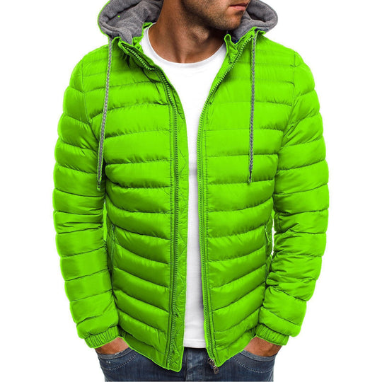 Herren leichte Steppjacke mit Kapuze und seitlichen Reißverschlusstaschen