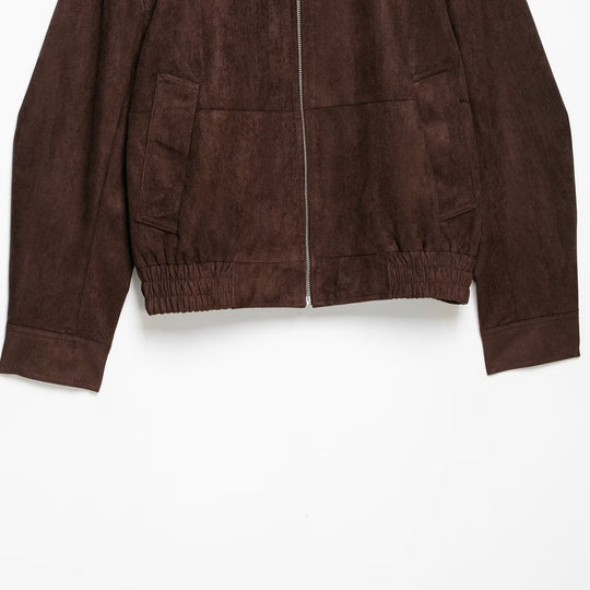 Damen Velourslederoptik Bomberjacke mit Funnelkragen und elastischem Saum Shop Nory