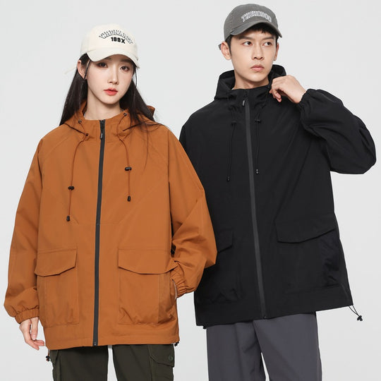 Damen Oversize Windbreaker Jacke mit Kapuze und Cargotaschen Shop Nory