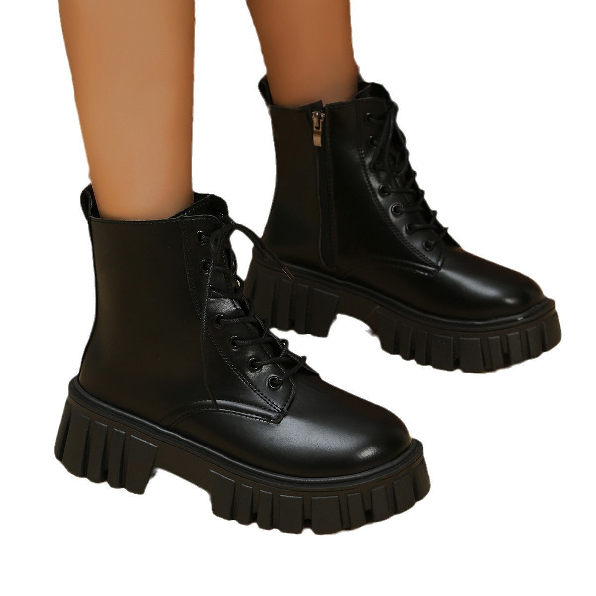 Damen Chunky Boots mit robustem Profil und praktischem Reißverschluss