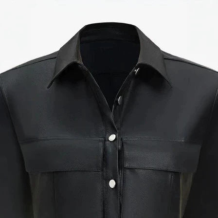 Damen Kurze ärmellose Kunstleder-Weste mit Oversize-Schultern Shop Nory