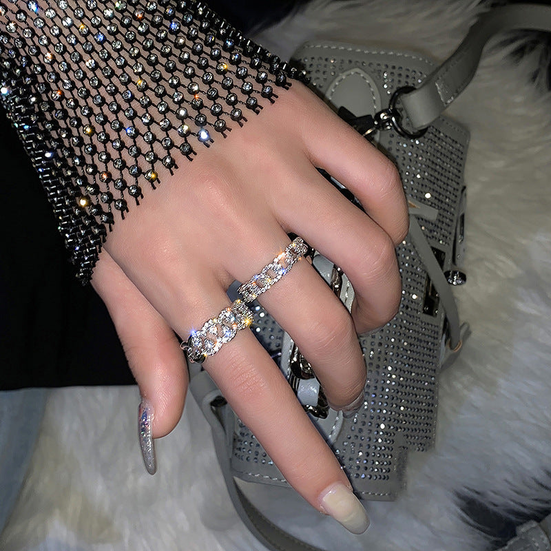 Damen Offener Ring mit funkelnden Zirkonia-Elementen Shop Nory
