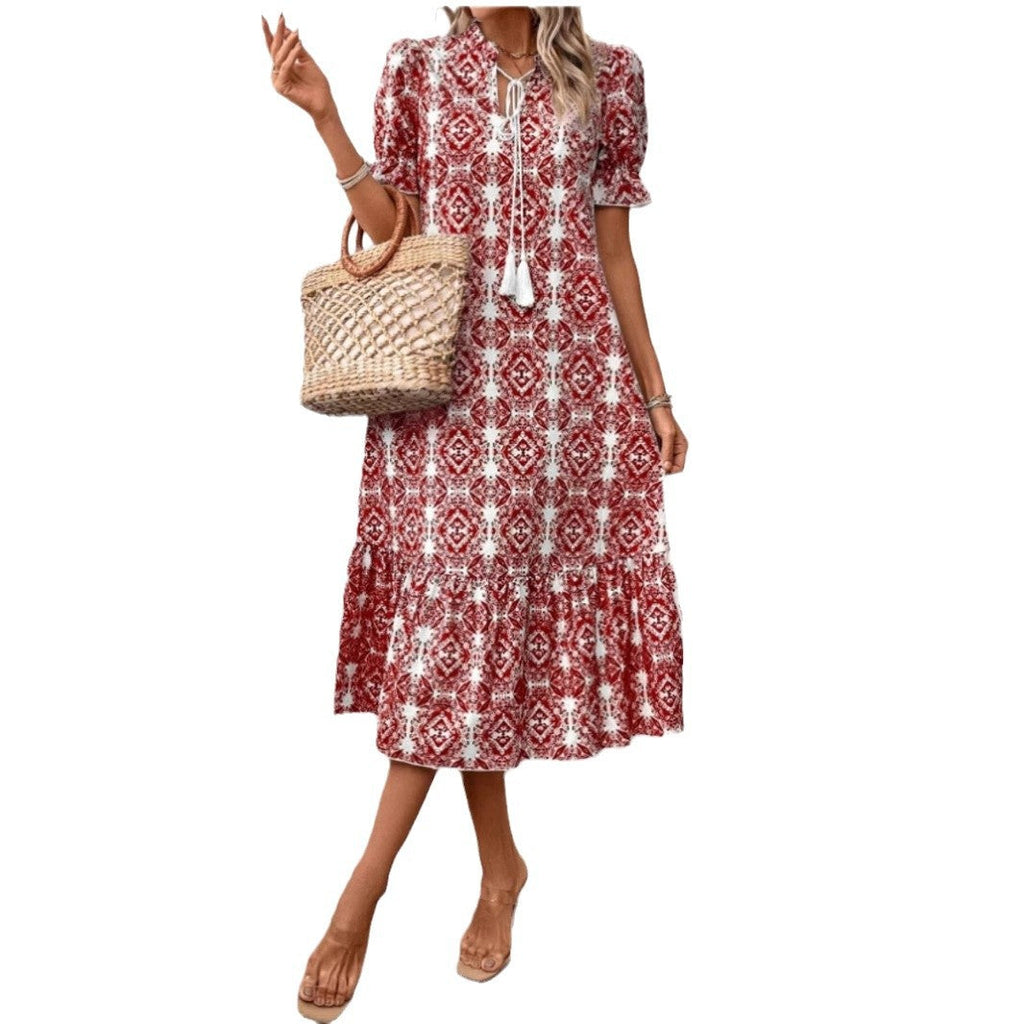 Damen Sommerliches Tunika-Kleid mit eleganten Schnüroptionen Shopnory