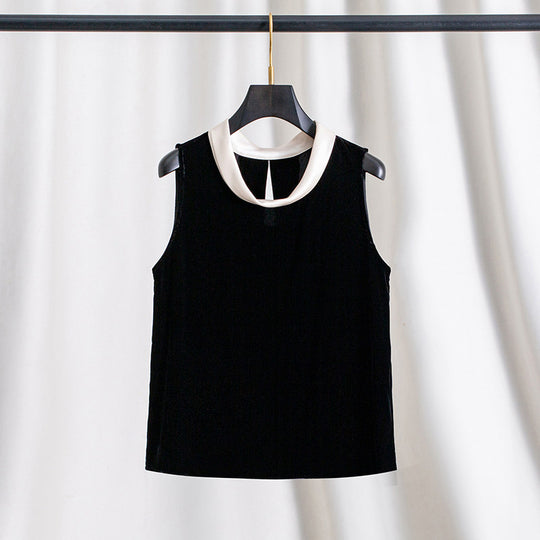 Damen Elegante Samtbluse mit Seidenkragen Shop Nory