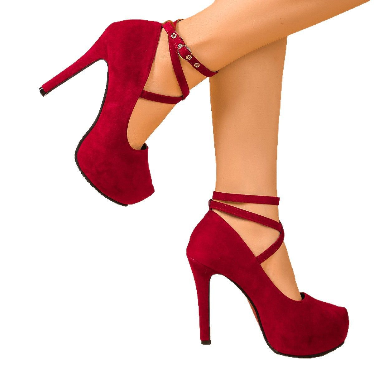 Damen High-Heels mit raffiniertem Riemendesign und geschwungenem Absatz